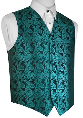 MEN'S JADE PAISLEY FORMAL DRESS TUXEDO VEST. SIZES XS-6XL WEDDING PROM - Image 1 of 4