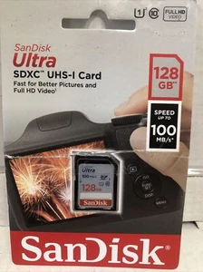 SanDisk Ultra 128GB C10 UHS-I Class 10 SDXC 100MB/s SD Memory Card Full HD Video - Picture 1 of 2