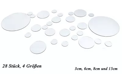 Wandspiegel Spiegelaufkleber Rund 28 Stück, 4 Größen Wandtattoo, Deko Spiegel - Bild 1 von 2