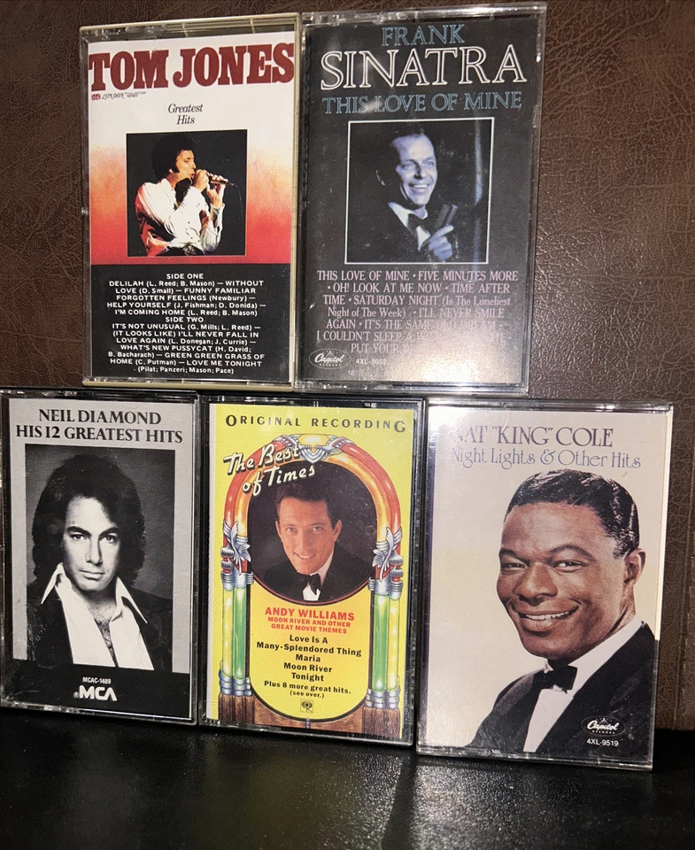 Vintage Cassette Tape Lot Sinatra Neil Diamond Tom Jones Nat King Andy Williams Foto 1 de 1