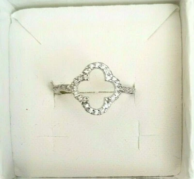 ANELLO DONNA RAGAZZA ARGENTO 925% RODIATO ZIRCONI 4YOU JEWELS QUADRIFOGLIO NUOVO - Immagine 1 di 4