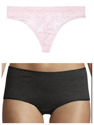 Secret Treasures Lote de 4 Bragas Para Mujer Paquete de 3 Calzoncillos y Tanga Rosa Suave XS 0-2 Foto 1 de 4
