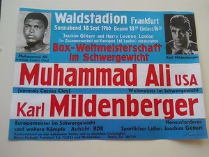 Poster ristampa cartacea Muhammad Ali vs Karl Mildenberger - Settembre 1966 - Francoforte - Foto 1 di 2