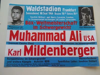 Muhammad Ali vs Karl Mildenberger paper reprint poster - Sept. 1966 - Frankfurt  - Image 1 of 2