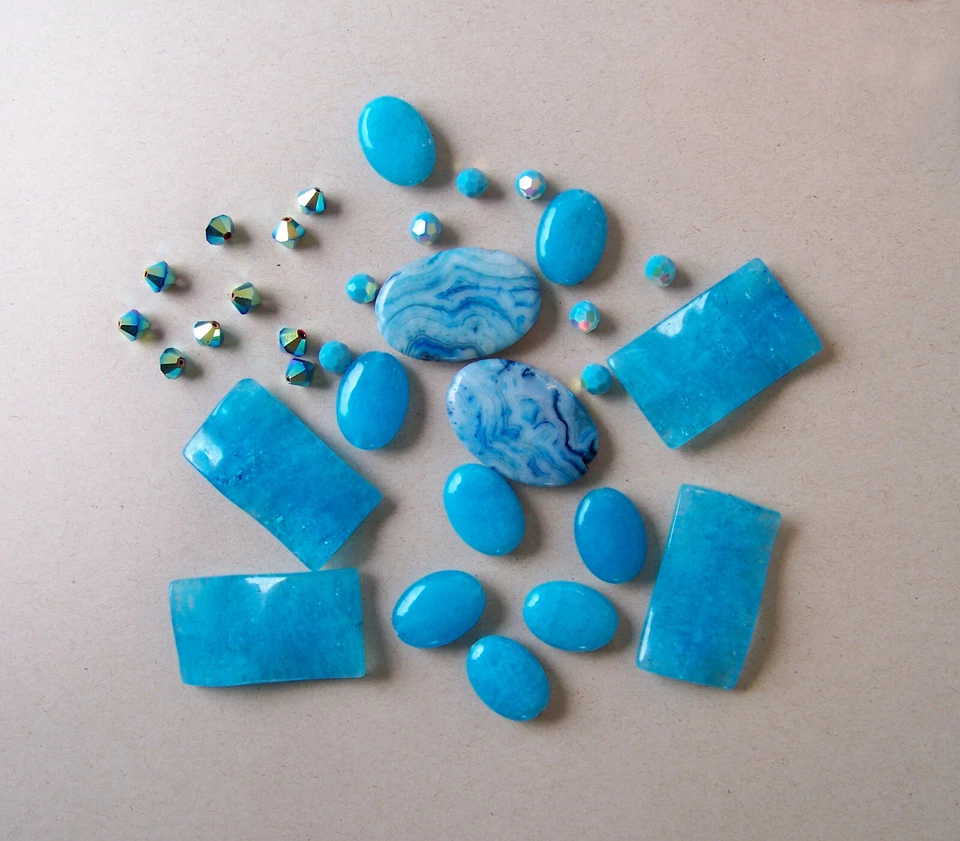Swarovski Crystals and Stones Mix Assorted Turquoise Colors - Image 1 of 4