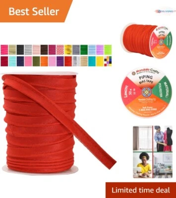 Cordón de tubería de sesgo rojo de algodón duradero - 55 yardas ideal para tapicería y manualidades Foto 1 de 4