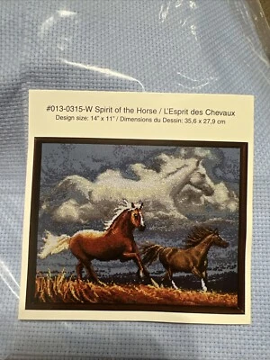 Janlynn's "Spirit Of The Horse" Cross Stitch Pattern + 14 Count Adia Lt Blue - Image 1 of 3