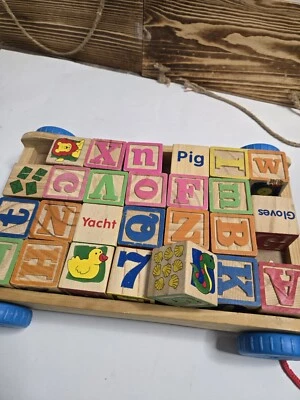Kid Connection Wooden Pull-Along Learning Blocks Wagon 29 Pieces Model 8420 - Image 1 of 4