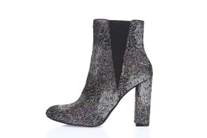 Steve Madden Effect Damen Stiefeletten schwarz Glitzer Blockabsatz Gr. 7 M - Bild 1 von 7