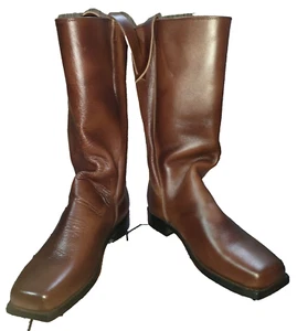 Cavalry Boots Civil War Stove Pipe Brown, Handmade Genuine Leather Common Boot - Picture 1 of 3