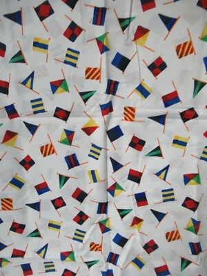  Flags Allover   Fabric Traditions  Cotton  White Multi  FABRIC 1 Yard X 44"W - Image 1 of 4