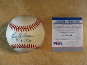 LOU BOUDREAU (HOF/1970) SIGNED AUTOGRAPHED RAWLINGS OFFICIAL AL BALL PSA/DNA - Picture 1 of 7