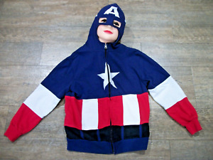 Marvel Mad Engine CAPTAIN AMERICA Full Zip Hoodie w/Built In Mask Youth LG 12-14