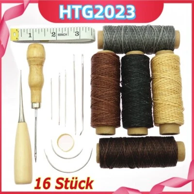 MARKENLOS 16 tlg Leder Werkzeug Set Stitching Craft Nähen Sewing Groover Handwerk Nähset