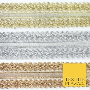 3 COLORES - Doble Tejido Cinta Metálica Trenzada Borde Encaje - 4,5 cm de Ancho - Imagen 1 de 10