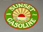 VINTAGE 24” SUNSET GASOLINE SUN DOUBLE SIDED DEALERSHIP PORCELAIN SIGN GAS OIL