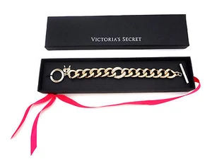 Jewelry Bracelet Victoria's Secret Rhinestone Angel Wings Gold-Tone Charm NIB - Picture 1 of 11