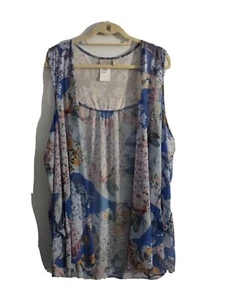 LOGO by Lori Goldstein 2X Women's Multicolor Floral Chiffon Open Front Vest  - Picture 1 of 6