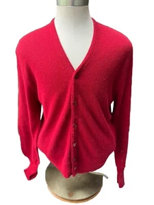 Vintage Arnold Palmer Robert Bruce Red Wool Cardigan Sweater Size Large - Picture 1 of 10