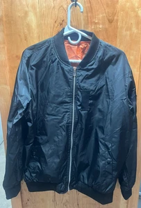 Giacca a vento uomo nera leggera zip XL fodera arancione stile giacca senza marchio - Foto 1 di 4