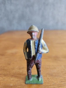 Vintage Worker, Farmer, Metal Figure, Platform, 2.5" Tall - Bild 1 von 6