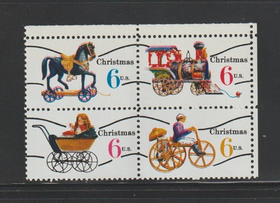 US EFO ERROR Stamps: #1418c Old Christmas Toys precancel block: Color Shift. MNH - Image 1 of 2