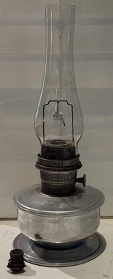 Antique Aladdin MODEL C Nickel Oil Lamp marked IND BRAS w/ Mantle & Wick Cleaner - image 1 of 4