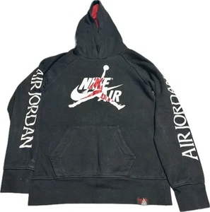Jordan Size L 12-13 Years Boys Nike Air Hoodie Pullover Long Sleeve Logo Black - Picture 1 of 5