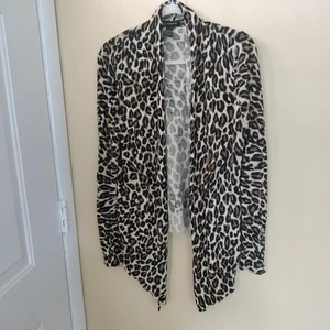 Cárdigan Suéter Inc Manga Larga Leopardo Frente Abierto L Oficina Viaje Elástico - Imagen 1 de 4
