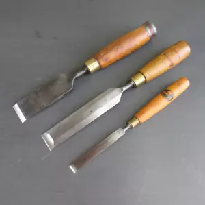 Vintage Marples Chisels x 3 Boxwood Handles 1.5" 1.25" 0.5" - Picture 1 of 12