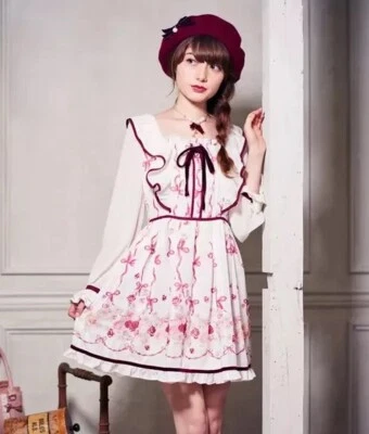 Vestido Japonés LIZ LISA himekaji gyaru Inglés Rosa Volantes Hombro Blanco OS Foto 1 de 4