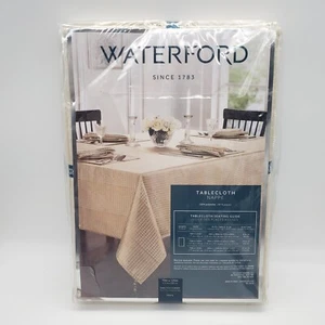 WATERFORD 70 x 126" Christmas Holiday Chic Gold Dots Tablecloth Seats 10-12P NOS - Picture 1 of 13