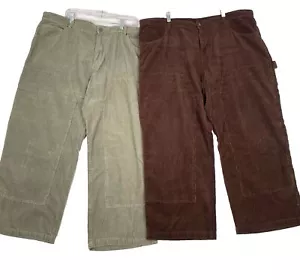 NO BOUNDARIES Vtg Y2K baggy wide leg corduroy carpenter pants jeans 44 LOT 2 - Picture 1 of 24