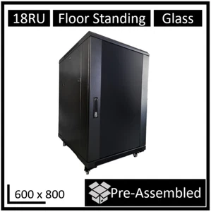LDR Assembled 18U Server Rack Cabinet (600mm x 800mm) Glass Door, - Picture 1 of 1