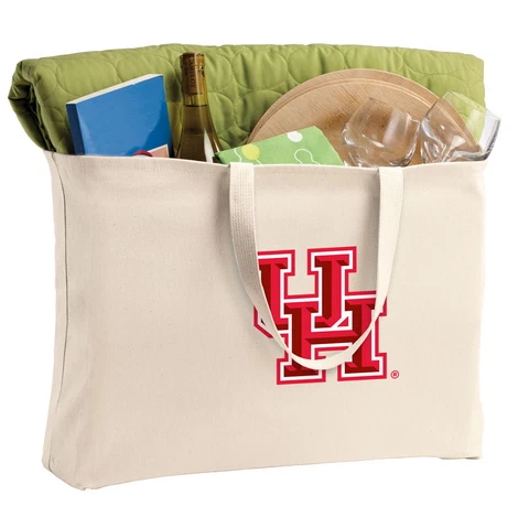 University of Houston Tote Bag LARGE UH Shopper Grocery Beach Bag STRONG CANVAS! Cover