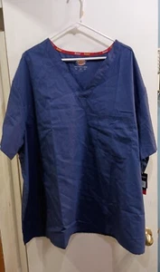 NWT Dickies Medical EDS Legendary Durabiliy Mens Navy V-Neck Scrub Top  4XL  LT4 - Picture 1 of 10