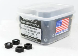 200 ROUND RUBBER FEET BUMPERS w/SCREWS BULK VALUE PACK #1 - 1/2 H x 1 W US MADE - Picture 1 of 6