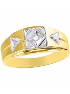Mens Diamond Ring Lucky Pinky Ring 14K Yellow Gold MR2848DY-C - Picture 1 of 3