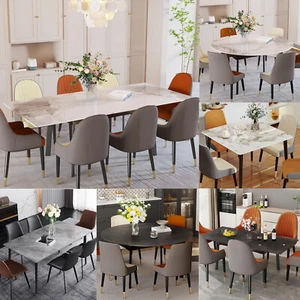 FATIVO Kitchen Extendable Dining Table Stretchable 130-160cm Marble Leaf Tables - Picture 1 of 101