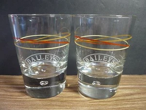 2 Baileys Bubble in Base Irish Cream Whiskey Liquor Rocks Glasses Colored Rings - Picture 1 of 2