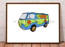 Scooby Doo Mystery Machine Colour Edition Illustration,quality,signed by artist.