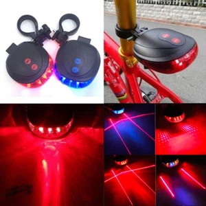 Luz trasera trasera LED para bicicleta 2 láser + 5 LED intermitente bicicleta ciclismo advertencia de seguridad S - Imagen 1 de 19