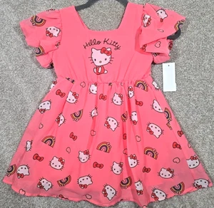 Hello Kitty All Over Print Dress Pink Lined Candy Crush Sanrio Party Girl's 5 - Picture 1 of 10