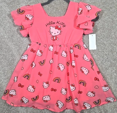 Vestido estampado Hello Kitty rosa forrado Candy Crush Sanrio fiesta niña 5 Foto 1 de 4