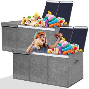 Extra Large Fabric Toy Box Storage Container, Collapsible Sturdy Dark Gray - Picture 1 of 6
