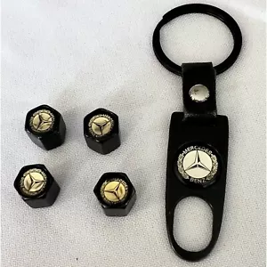 NIB Car Mercedes Benz Dust Caps Valve Stem covers for tires and Key Chain - Picture 1 of 6