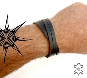 BRACCIALE POLSINO UOMO DONNA VERA PELLE CUOIO ARTIGIANALE CANAPART! D2TDM - Picture 1 of 5