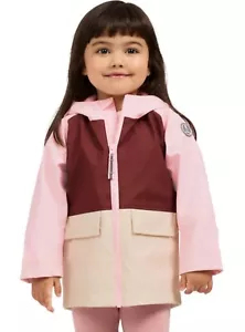 Lands' End Kids Rain Slicker Hooded Coat Jacket Pink / Ruby Sz 3T 4T 5 NWT - Picture 1 of 6