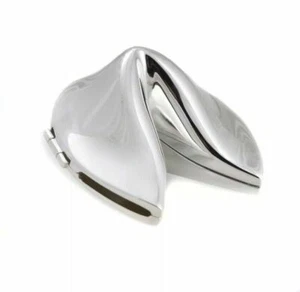 New Silver Plated Fortune Cookie Box, Trinket - Picture 1 of 4