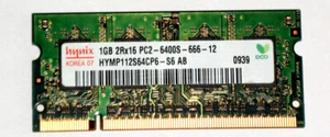 1 GB DDR2 RAM 200-pin SO-DIMM 2Rx16 PC2-6400S 'Hynix HYMP112S64CP6-S6 AB' - Photo 1/2